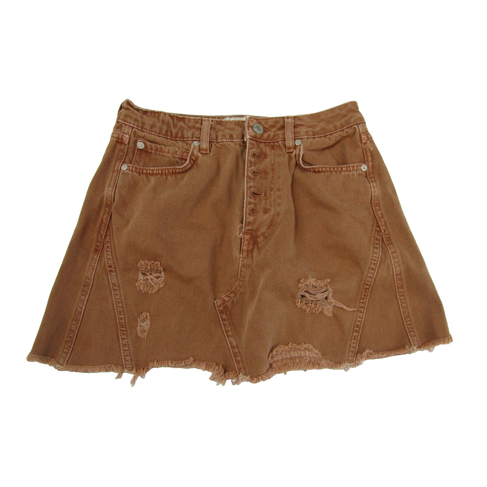 We The Free Free People High Waist Distressed Mini Skirt Rust Orange‎ Womens 27"